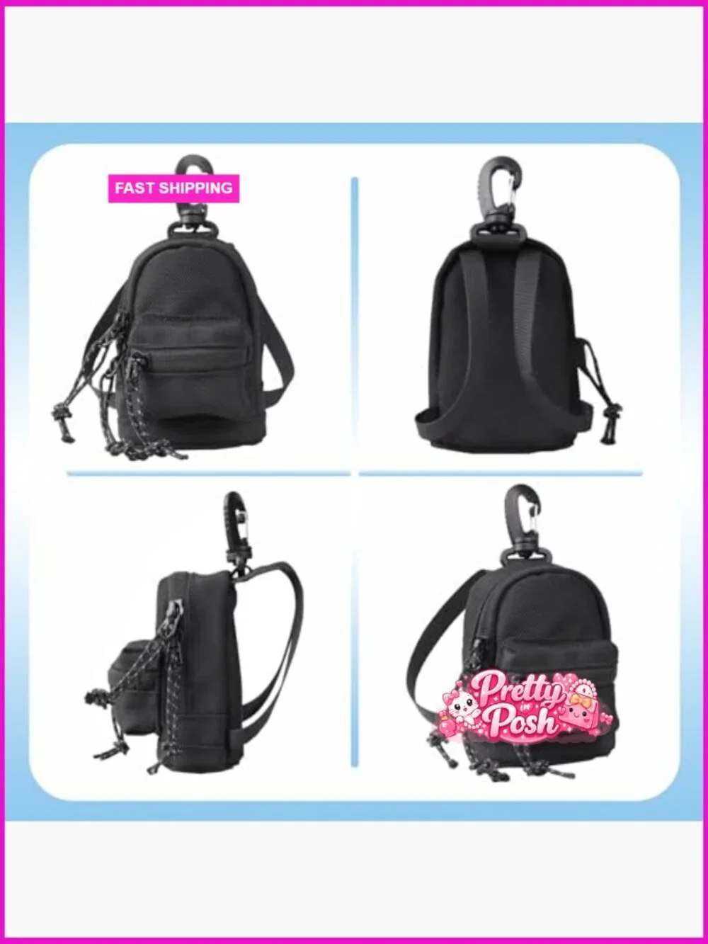 Nylon Coin Purse Keychain Wallet with Zipper, Mini Tactical Pouch